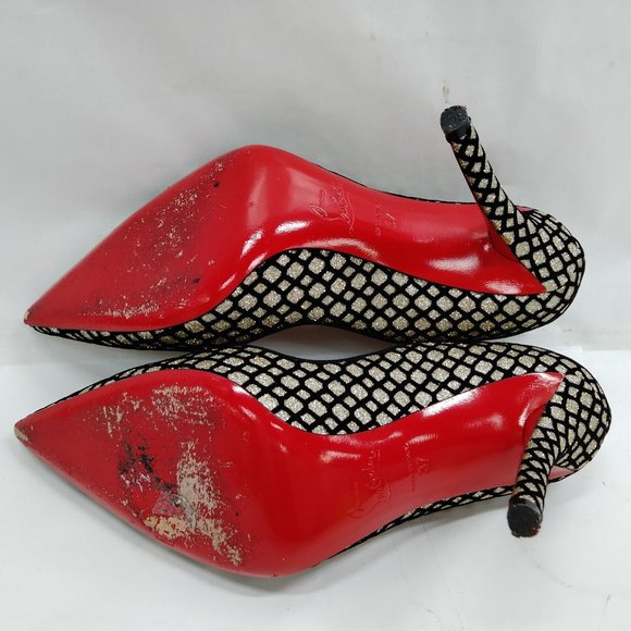 Christian Louboutin silver and black Fabric Pumps size 37 - Picture 8 of 9